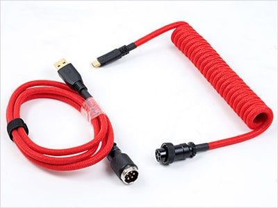 Coiled Cable - Crimson Red (USB-C with Aviator Connectors)