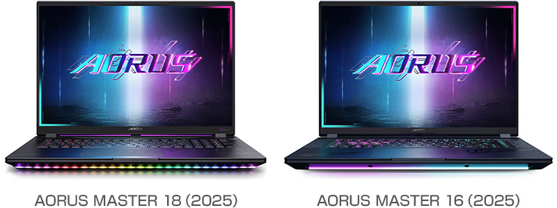 GIGABYTE AORUS MASTER 18（2025）シリーズ、AORUS MASTER 16（2025）シリーズ 製品画像