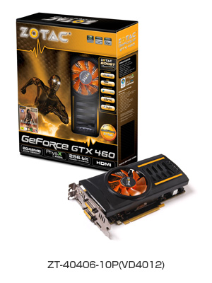 ZOTAC GeForce GTX460 Dual slot Dual DVI+DP+HDMI 製品画像