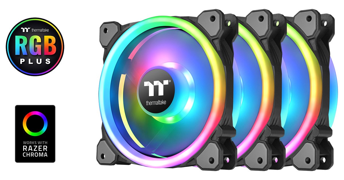 3つの鮮やかなRGB LEDリングを搭載する120mmサイズのPCケースファン