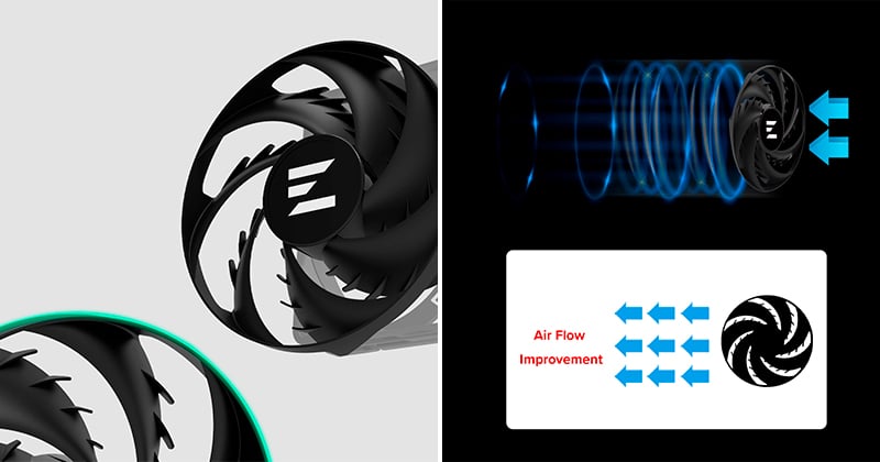 冷却効率を高めるZM-AF120ファンを搭載